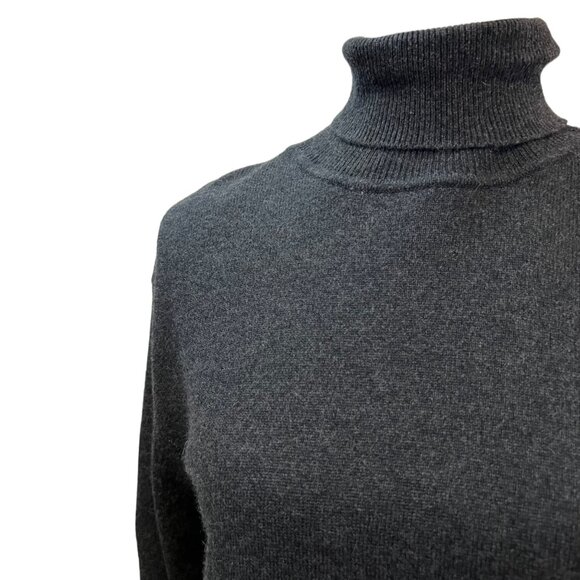 Country Shop Charcoal Gray Quiet Luxury Cashmere Turtleneck Sweater Size M - Picture 3 of 9